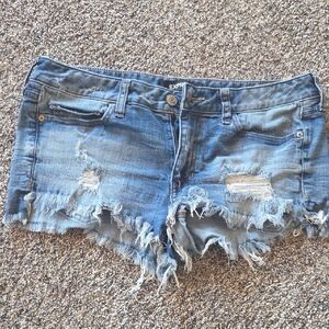 Express Frayed Blue Jean Shorts